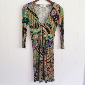 Tibi Square V-Neck Slimming Stretchy Floral Dress